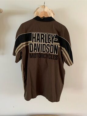 Harley-Davidson Brown Black & Cream Short-Sleeve Shirt